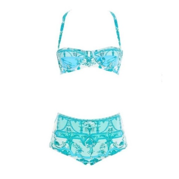 ETRO Milano Scarf Print Bandeau Style High Waist Bikini NEW MSRP $960 Sz US 4 - Picture 1 of 11